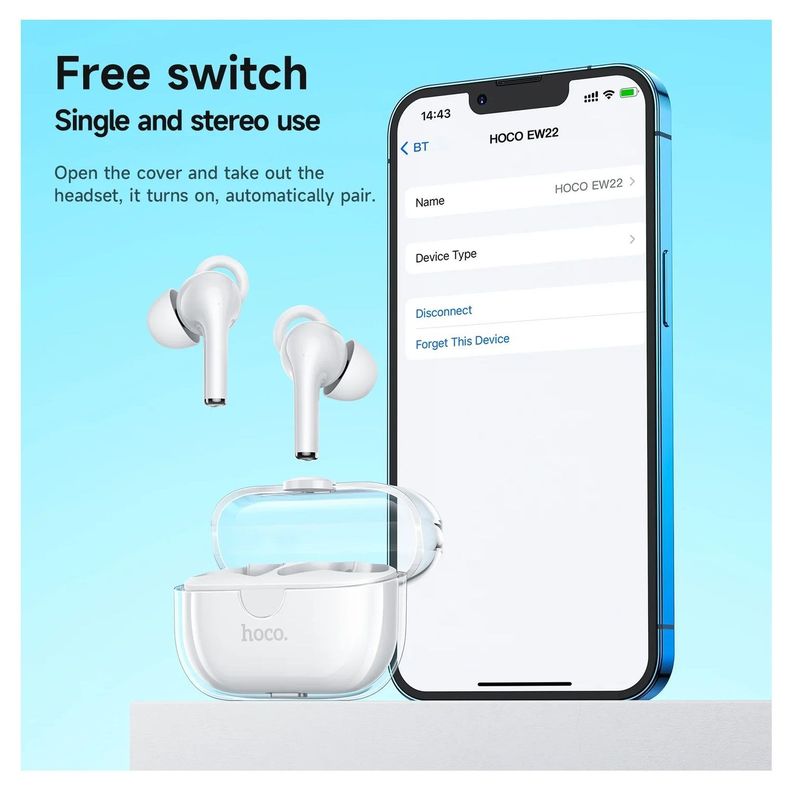 Audífonos Bluetooth Buds ENC v 5,3 In Ear Cristal Case EW22 Black-3