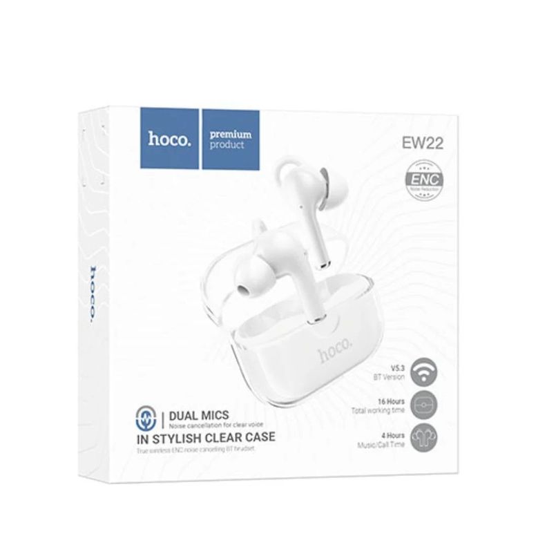 Audífonos Bluetooth Buds ENC v 5,3 In Ear Cristal Case EW22 White-7