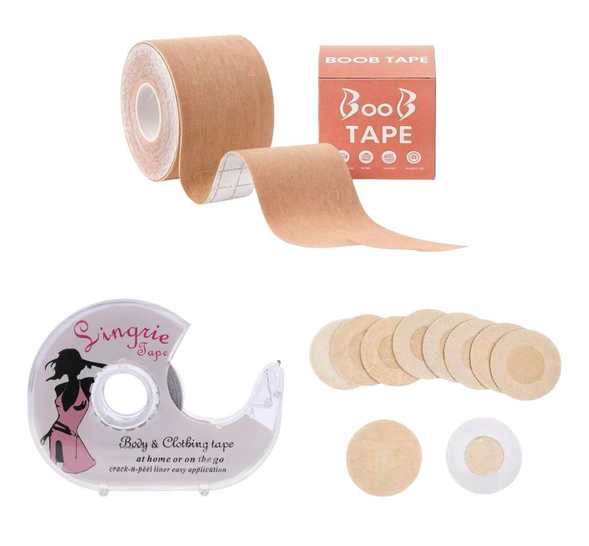 Boob Tape + 10 Pezoneras Desechables + Cinta Doble faz-0