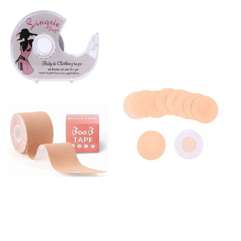 Boob Tape + 10 Pezoneras Desechables + Cinta Doble faz-1