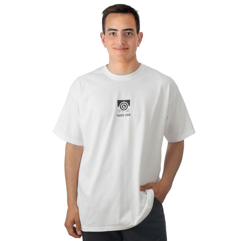Polera Manga Corta Blanca Estampado Central-0