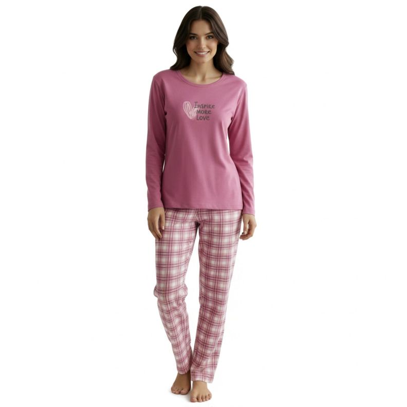 Pijama Corazon Estampado Malva S