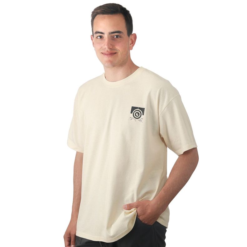 Polera Manga Corta Crema Estampado Delantero y Trasero-0
