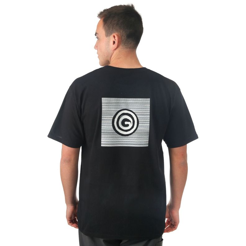 Polera Manga Corta Negra Estampado -1