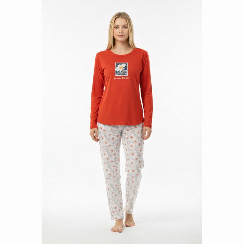 Pijama Margarita Estampado Caramelo Rojo S