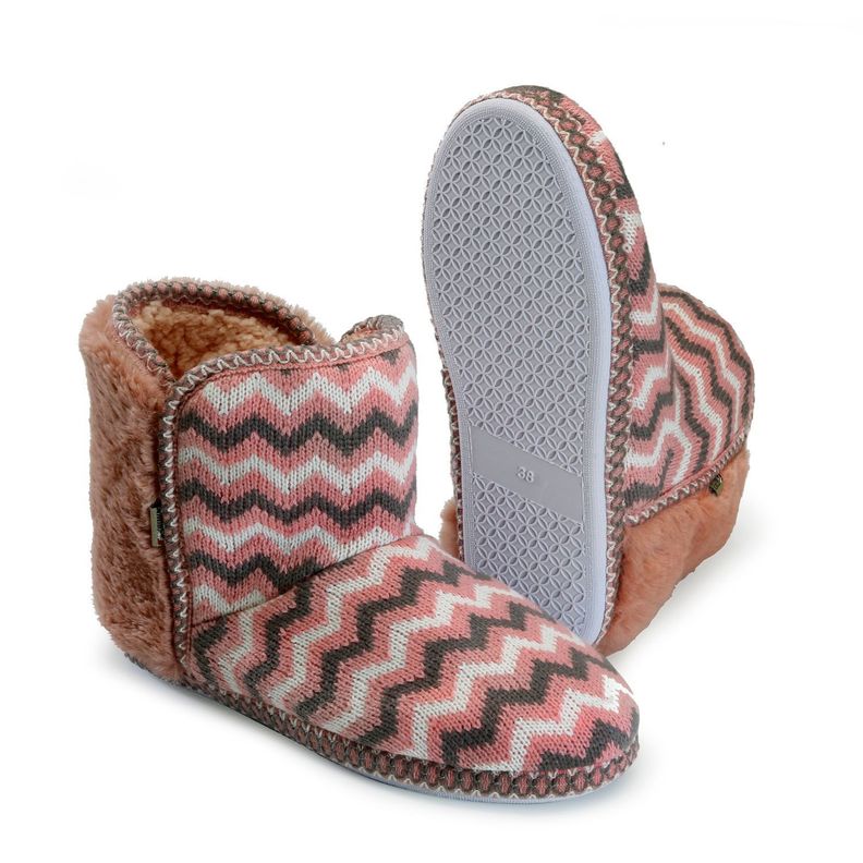 Pantufla Bota Mujer Lana y Chiporro Pink-1