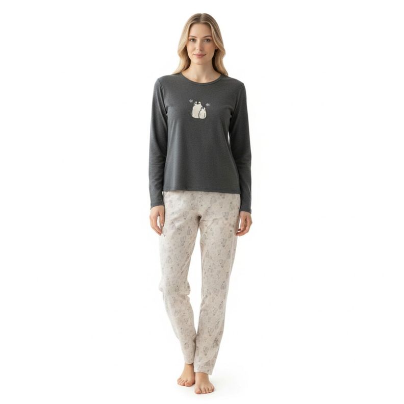Pijama Pinguino Bordado Marengo Gris Oscuro S