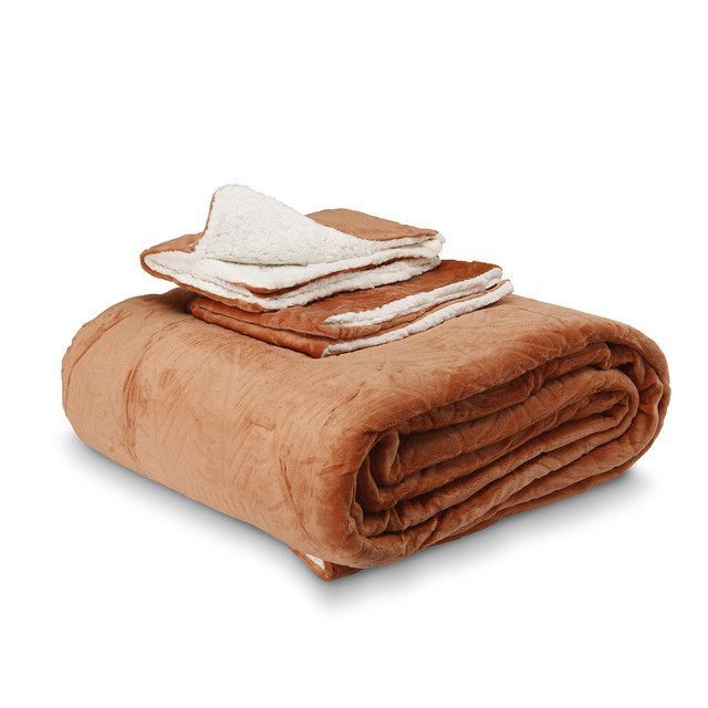 Colcha Flannel Sherpa 2 Pl Terracota-0