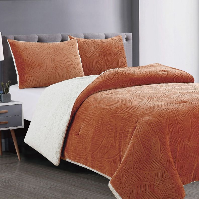 Colcha Flannel Sherpa 2 Pl Terracota-1