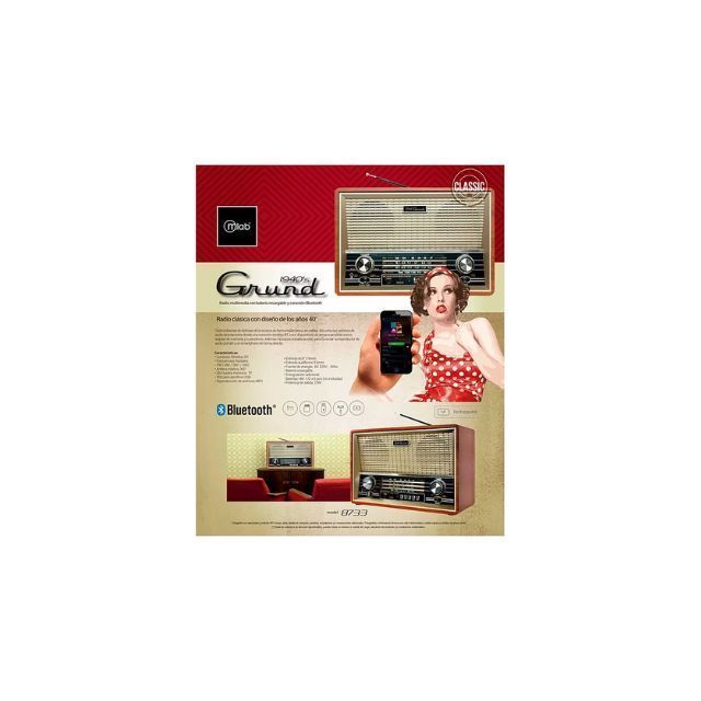 Parlante Mlab 8733 Retro Grund Bluetooth Usb Fm Color Café-2