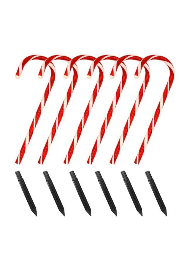 Pack 6 Bastones De Caramelo Grandes Para Exteriores de Navidad-1