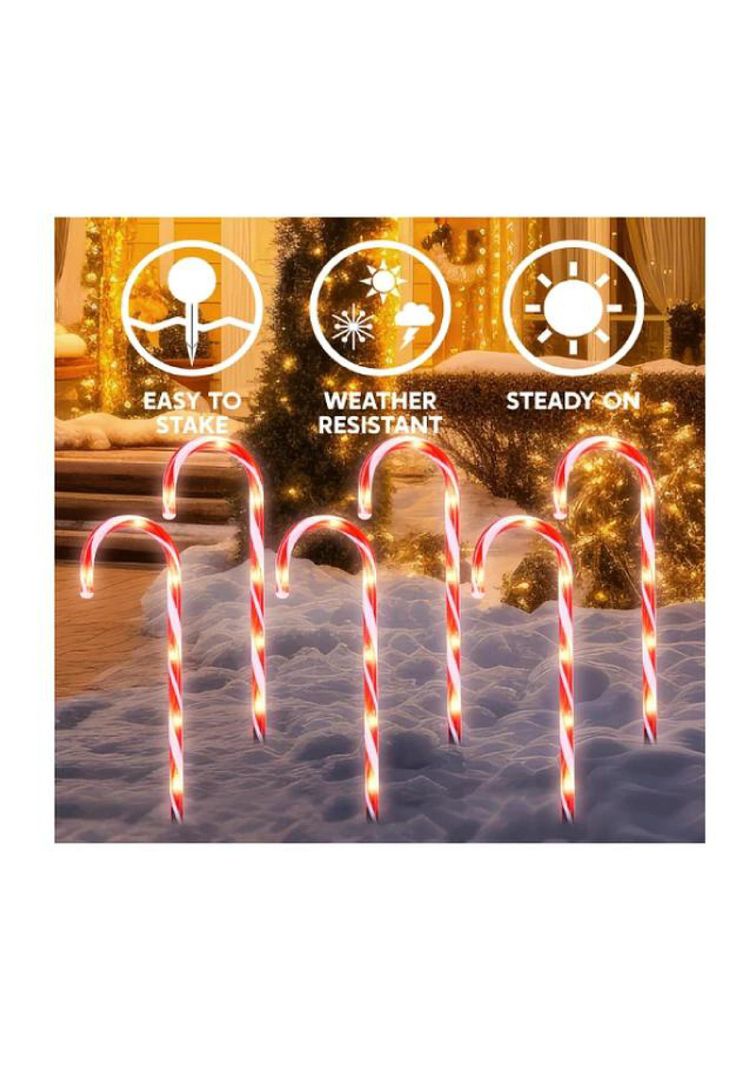 Pack 6 Bastones De Caramelo Grandes Para Exteriores de Navidad-2