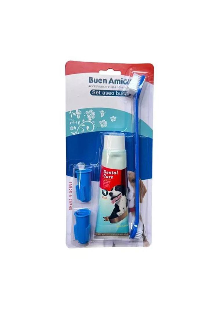 Set Bucal Para Mascotas: Cepillo, Crema Dental Y Dedal-0
