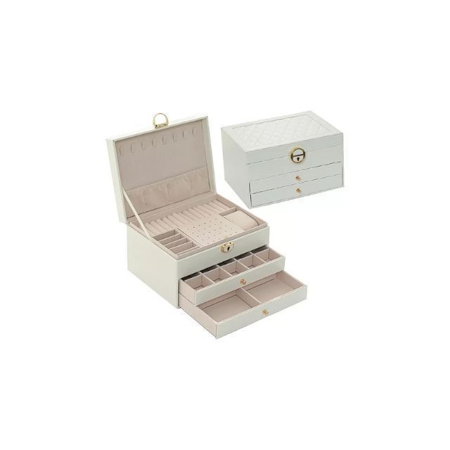 Joyero Caja De Joya Dos Capas Tipo Maleta Organizador Joyas-0