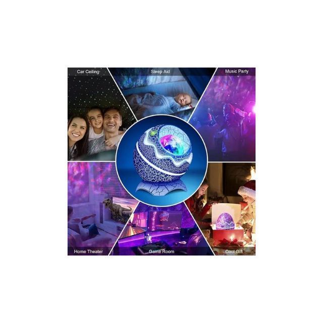 Lámpara De Nocturna Proyector De Huevo Dinosaurio Bluetooth-4