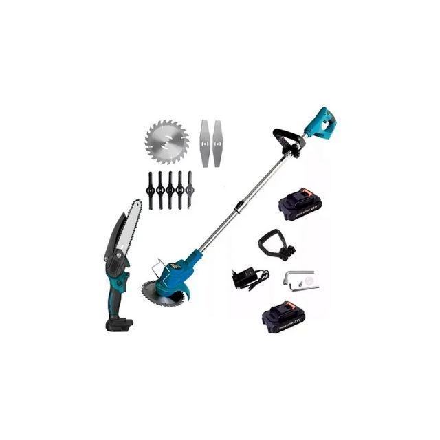 Cortadora De Pasto + Mini Moto Sierra Kit Inalámbrico 2 En 1-0