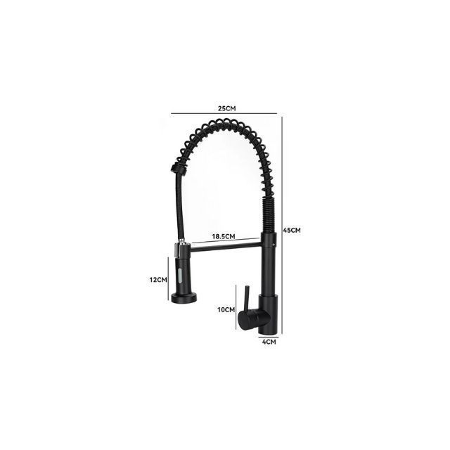 Grifo Llave Alta Monomando Cocina Rociador Flexible Negro-7
