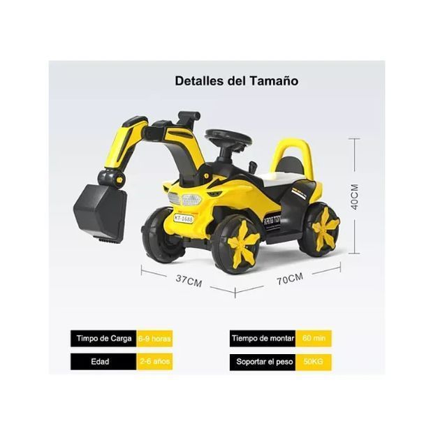Excavadora Eléctrica Montable Con Música Y Luces Para Niños-1