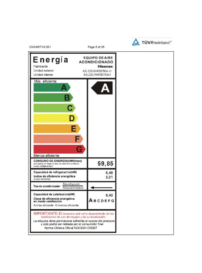 Aire acondicionado Hisense split Inverter 22.000 BTU -5