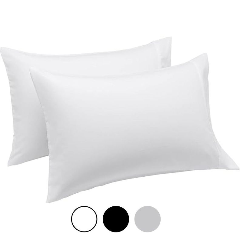 Set 2 Fundas De Almohada 50x90 Blanca Gris Sabanas Hilos Az Blanco