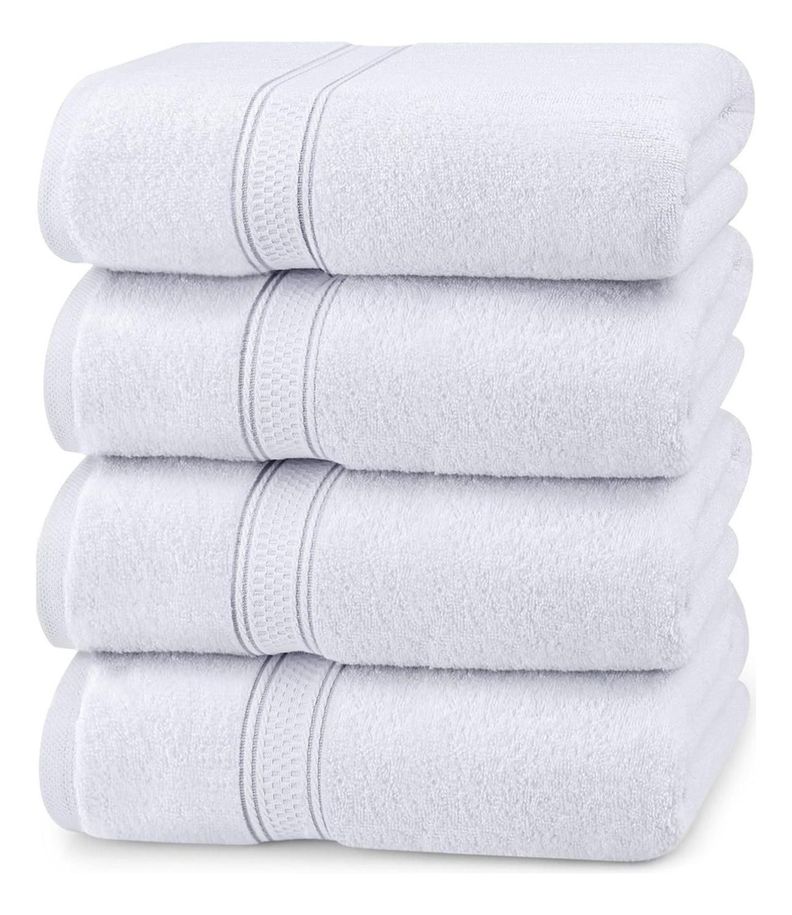 Juego De 4 Toallas Faciales 32x32cm Algodon 500g Set Bano Az Blanco 0