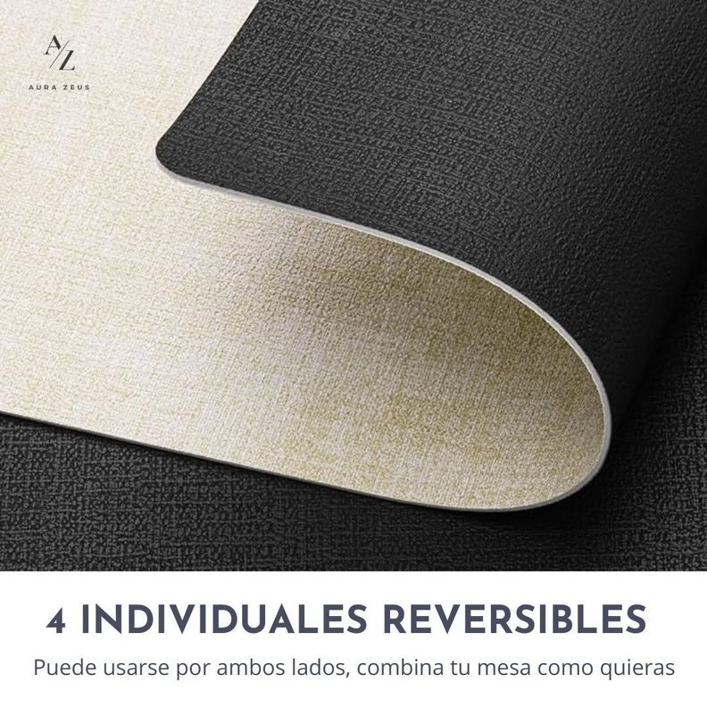 Set 4 Individuales Ecocuero Antimanchas Mesa Antideslizante 2 en 1-2