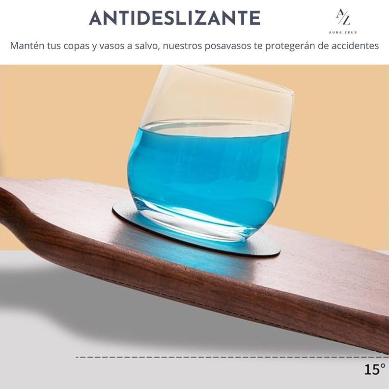 Set 4 Posavasos Ecocuero Antimanchas Mesa Circular Reversibles-2