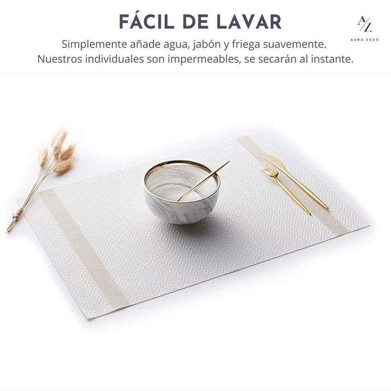 Set De 4 Individuales Para Mesa Mantel Impermeables Elegante-2