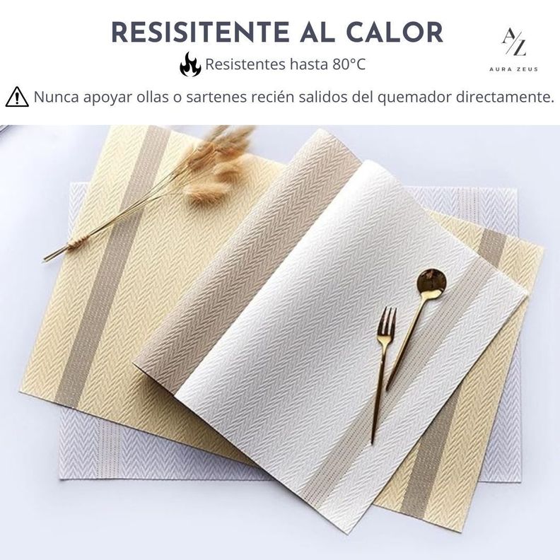 Set De 4 Individuales Para Mesa Mantel Impermeables Elegante-3