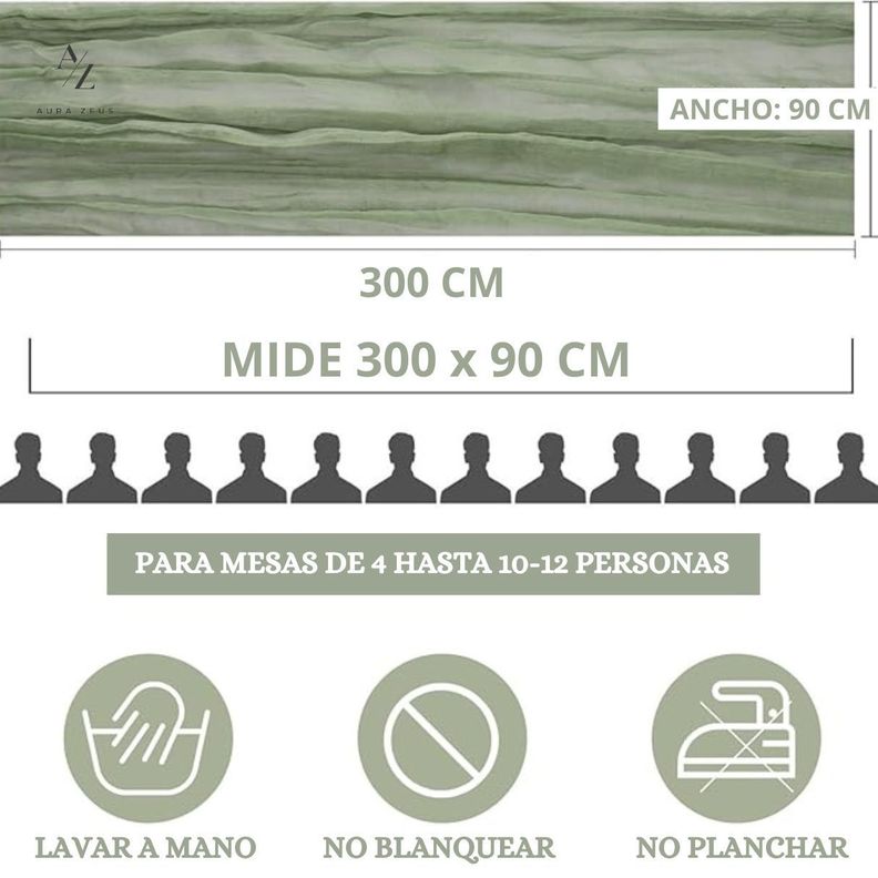 Camino De Mesas Gasa Rectangular Mantel Centro Tela 300 x 90 Cm Az-3