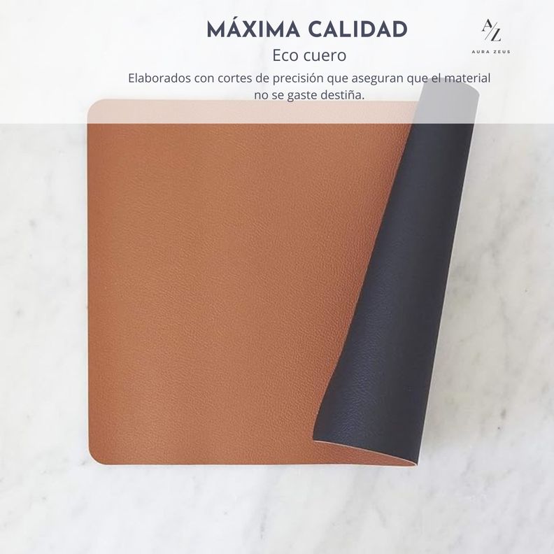 Set 4 Individuales + 4 Posavasos Ecocuero Antimanchas Mesa 2 en 1-6