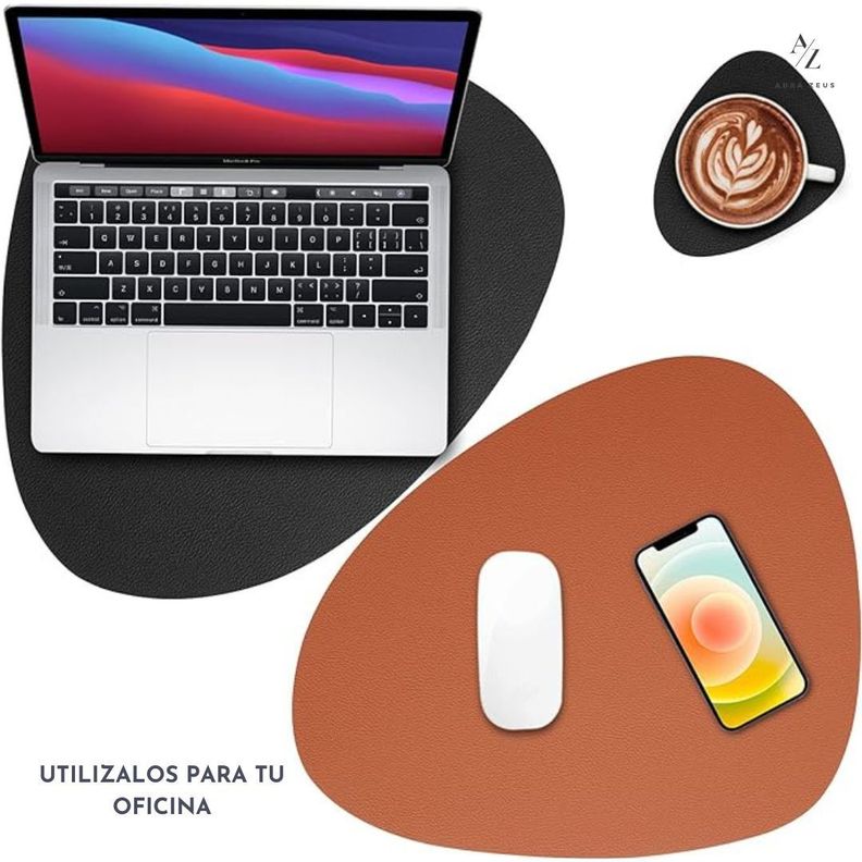 Set 4 Posavasos Ecocuero Antimanchas Mesa Circular 2 en 1-6