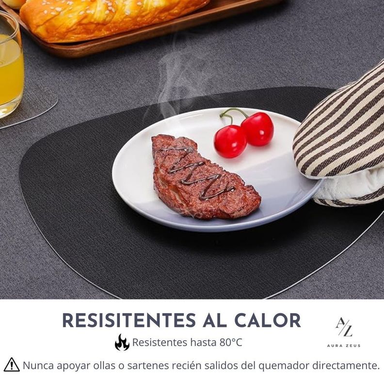 Set 4 Individuales + 4 Posavasos Ecocuero Antimanchas Mesa Antideslizante-6