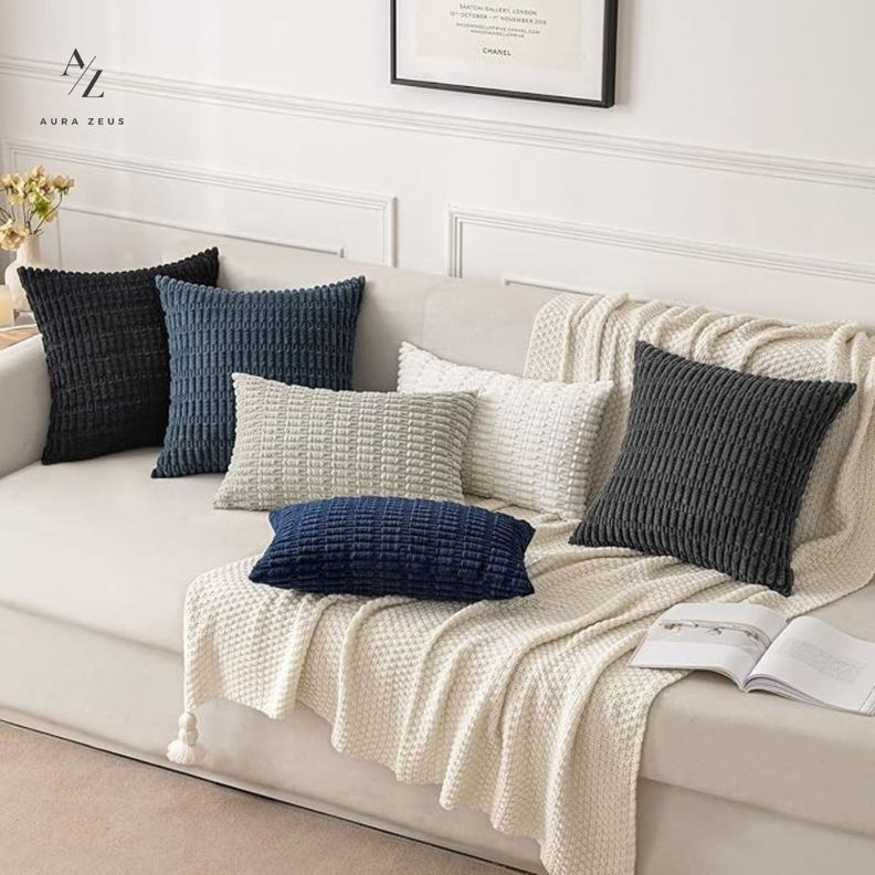 Funda De Cojin Set X2 Cama Sillon Suave 45 X 45 Cojin Textura-4