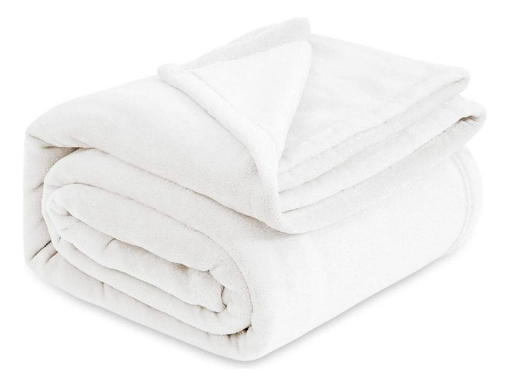 Frazada Manta Piecera 130 X 150 Cm Termica Sherpa Polar Az Lisa Blanco 0