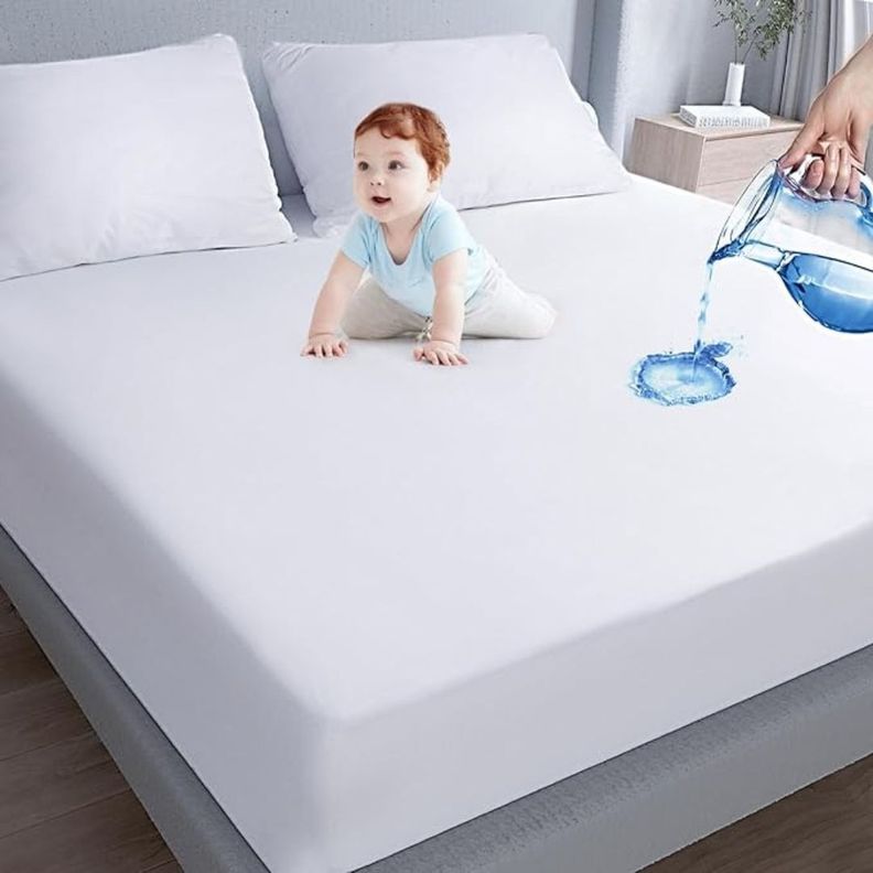 Cubre Colchon Impermeable Protector 2 Plazas Blanco Premium Aura Zeus-0