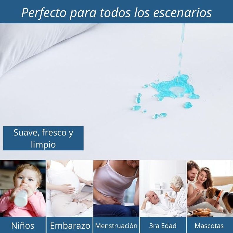 Cubre Colchon Impermeable Protector 2 Plazas Blanco Premium Aura Zeus-3