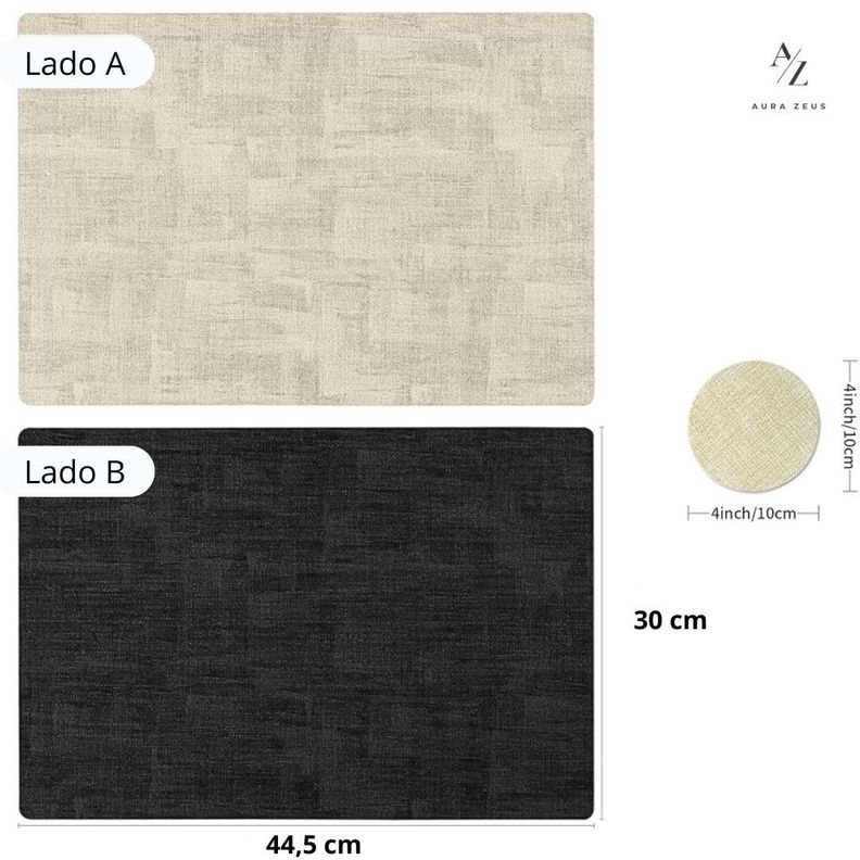 Set 4 Individuales + 4 Posavasos Ecocuero Impermeable Mesa-1