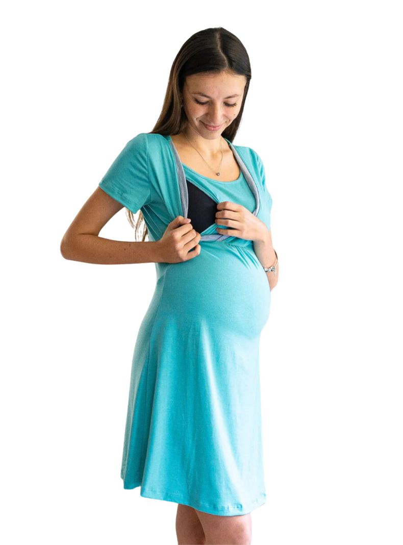 Camisola Maternal y Lactancia Aqua Gris-1