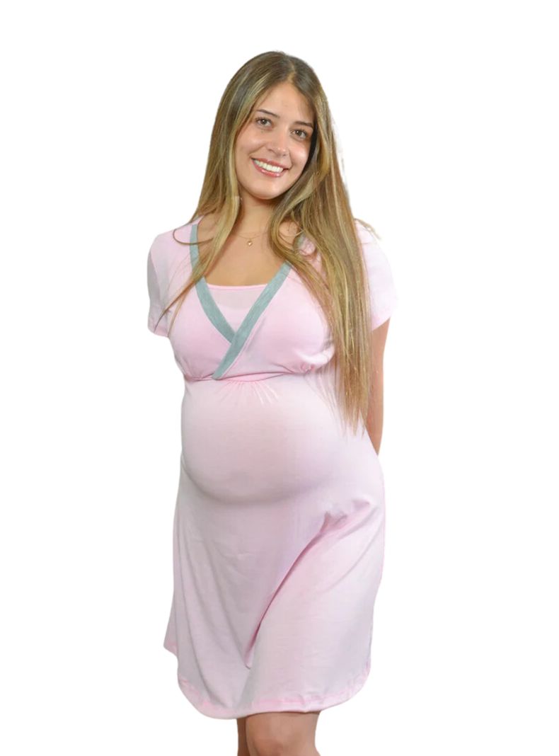 Camisola Maternal y Lactancia Rosa Gris-2