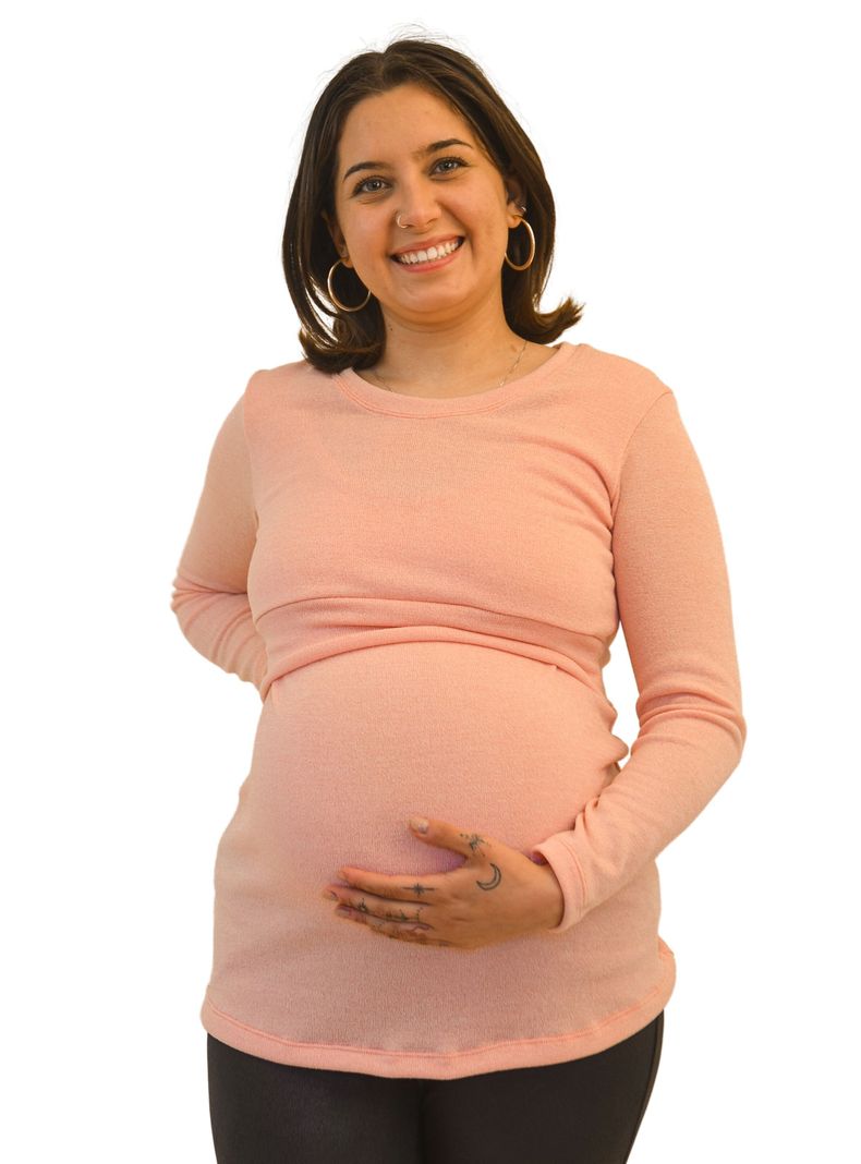 Polera Maternal y Lactancia Lanilla Damasco-1