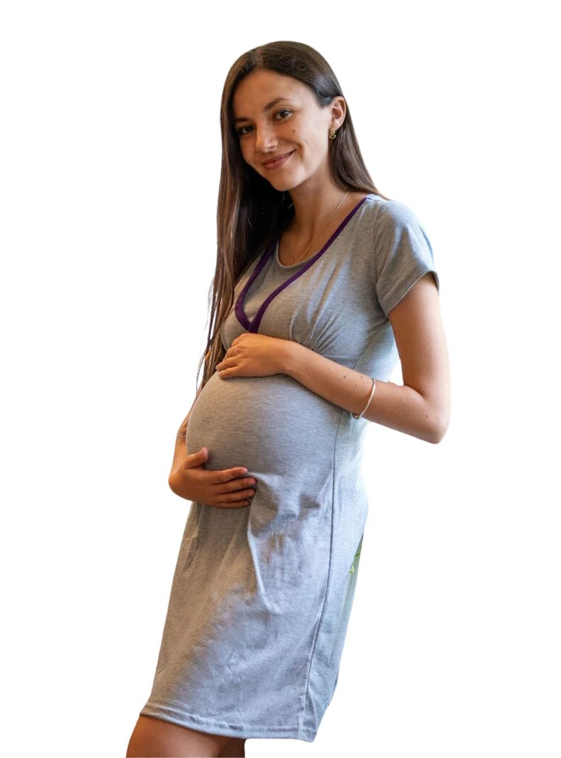 Camisola Maternal y Lactancia Gris Morado-1