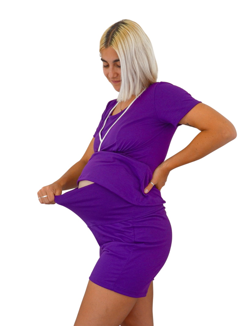 Pijama Maternal y Lactancia Morado-1