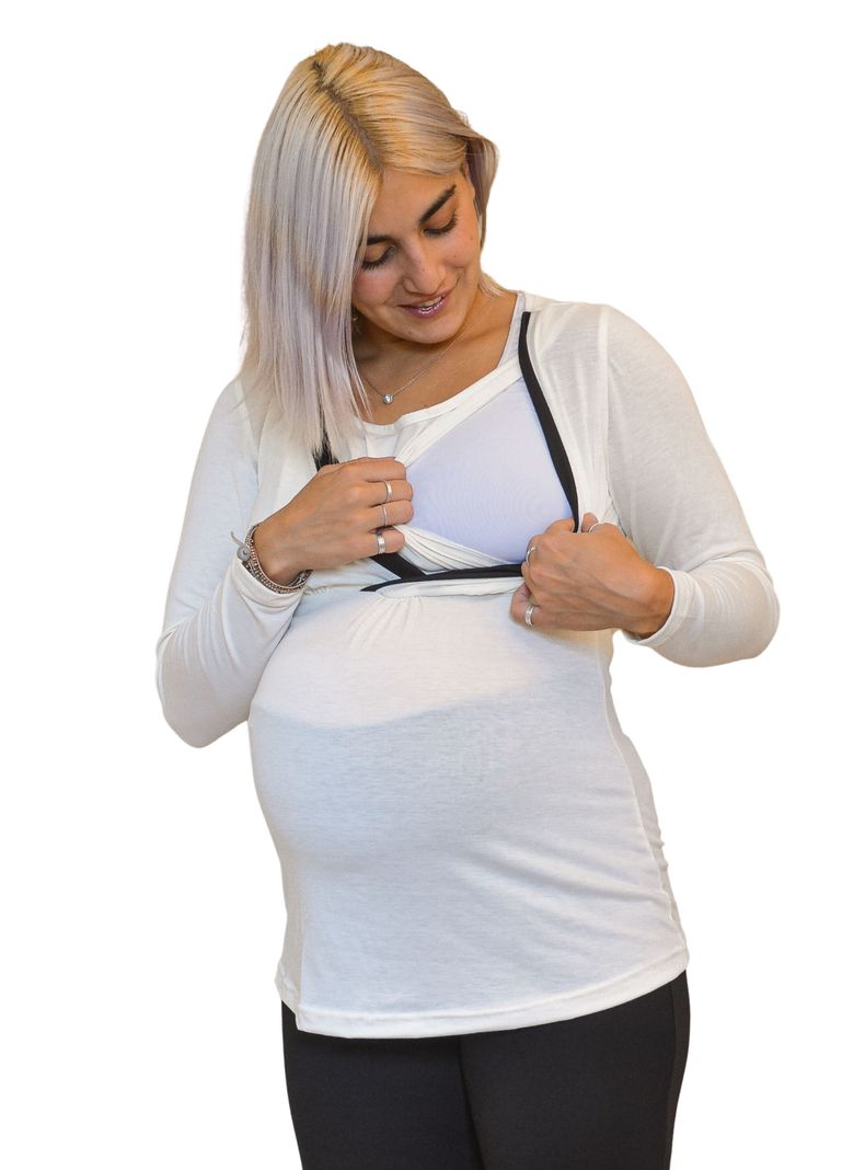 Pijama Maternal y Lactancia Negro Beige-2