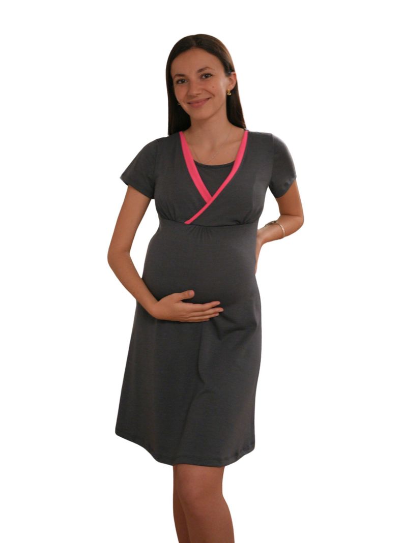Camisa de Dormir Maternal y Lactancia Plomo-0