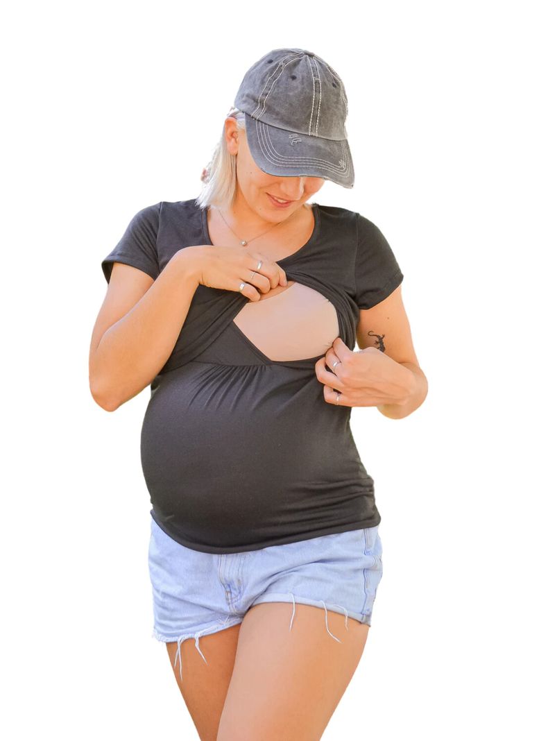 Polera Maternal y Lactancia Negro-2