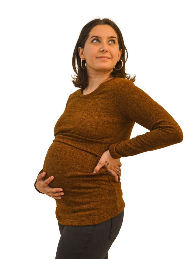 Polera Maternal y Lactancia Café Lanilla-0