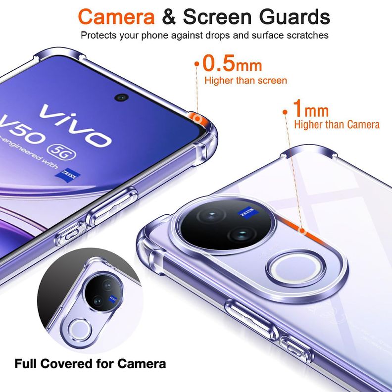 IVoler Custodia Trasparente Antiurto Per Vivo Y52 5G / Y72 5G - Cover In TPU Morbido Con Paraurti Rinforzati E Protezione Fotocamera