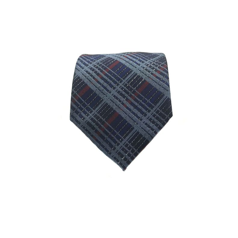 Corbata Seda Diseño Rayas Azul 8cm-1