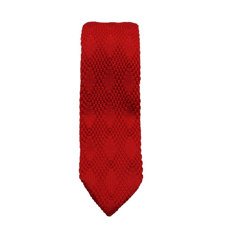 Corbata Tejida Roja Lisa Rombo 6.5 cm-1